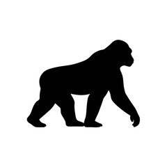 Majestic Black Silhouette of a Gorilla Walking Powerful Primate Design