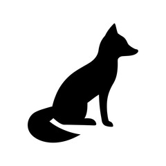 Peaceful Black Silhouette of a Fox Sitting Calm Woodland Animal Scene