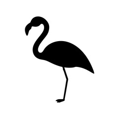 Fototapeta premium Elegant Black Silhouette of a Flamingo Standing Graceful Bird Pose