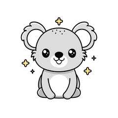 Obraz premium Happy Kawaii Koala with Tiny Stars Around Head