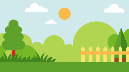 landscape with fence and trees