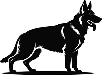 Obraz premium German shepherd dog standing in side view silhouette vector illustration