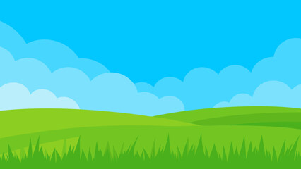 green field and blue sky