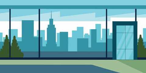 green city skyline with blue sky