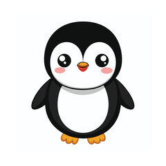 Obraz premium Kawaii Baby Penguin Standing With Wide Eyes and Blush