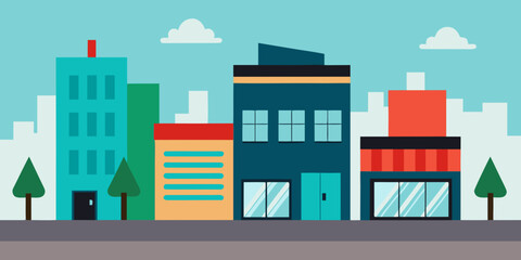 Vibrant Cityscape A Colorful Illustration of Urban Architecture and Modern Buildings