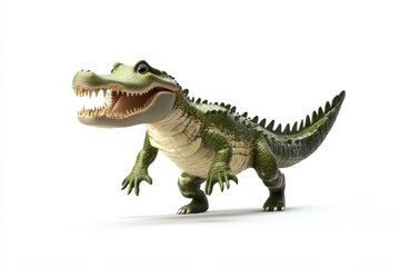 Obraz premium Crocodile tail-slapping 3d cartoon character on white background