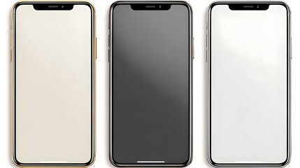Mobile Phone PNG Overlay Mockup | Three Smartphone Frame Templates Isolated for Design Display