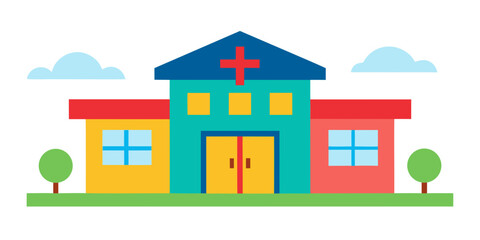 Obraz premium Modern Healthcare Facility A Colorful Hospital Illustration