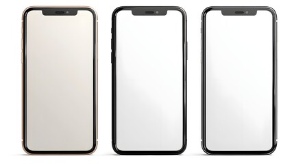 Mobile Phone PNG Overlay Mockup | Three Smartphone Frame Templates Isolated for Design Display