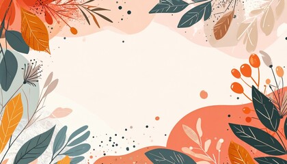 Autumn leaves arrangement nature digital art soft colors aesthetic viewpoint seasonal concept for decoration