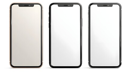 Mobile Phone PNG Overlay Mockup | Three Smartphone Frame Templates Isolated for Design Display