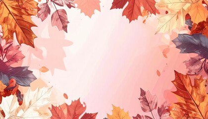 Colorful autumn leaves frame nature graphic design vibrant fall environment aerial view seasonal beauty