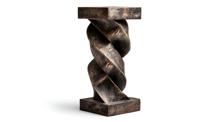 Bronze Vintage Pedestal | Abstract 3D Decorative Stand with Twisted Sculptural Design