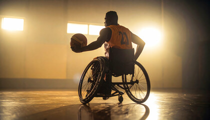 Wheelchair Basketball Player Indoor Court.