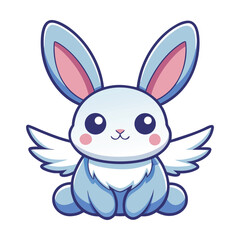 Obraz premium Kawaii Bunny with Tiny Wings Sitting Peacefully