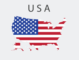 Vector USA Map with Flag Elements &ndash; Patriotic Map Design for USA
