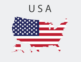 USA Map Silhouette with Flag Pattern – American Patriot Vector Illustration