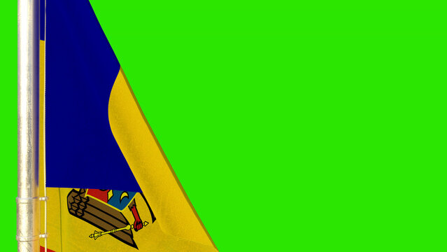 Moldova flag for memorial day on green screen, isolated - object 3D illustration