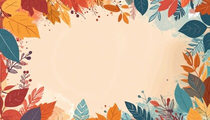 Autumn leaf decoration nature graphic design colorful frame creative seasonal aesthetics