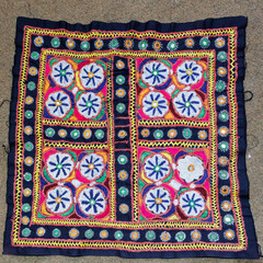 Traditional Rajasthani Fabric Display in Jaisalmer India