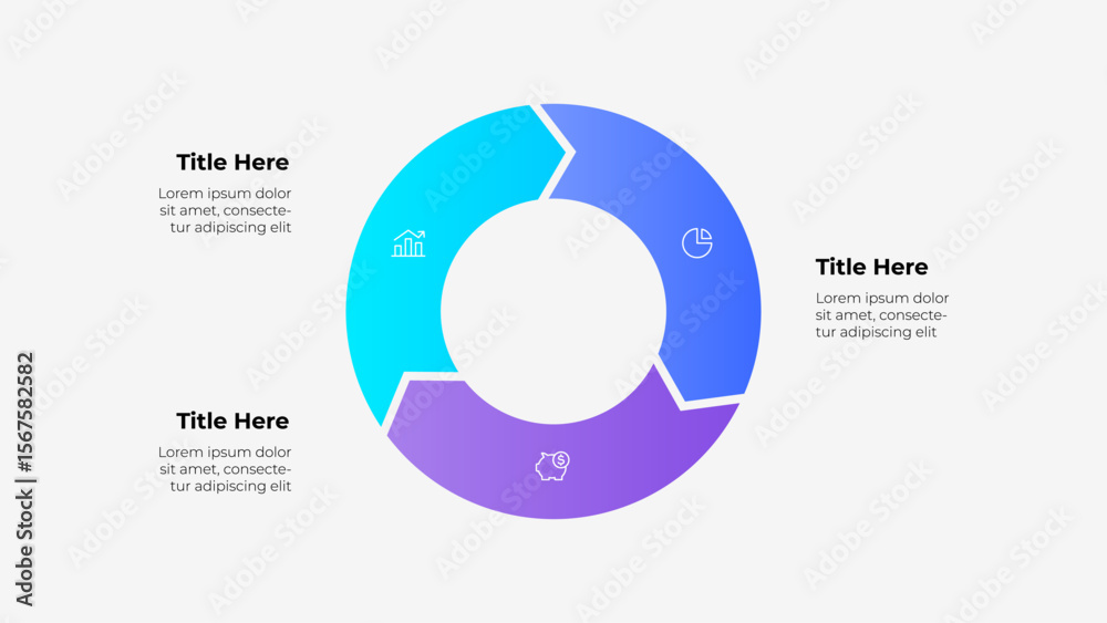 Canvas Prints circular infographic with gradient 3 sections and placeholder text labels. suitable for business, da