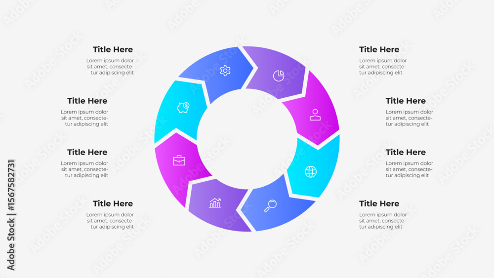 Canvas Prints circular infographic with gradient 8 sections and placeholder text labels. suitable for business, da