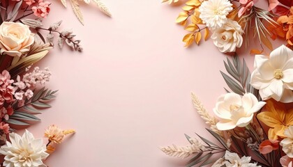 Floral arrangement display studio setting digital artwork soft color palette close-up view aesthetic design for decor