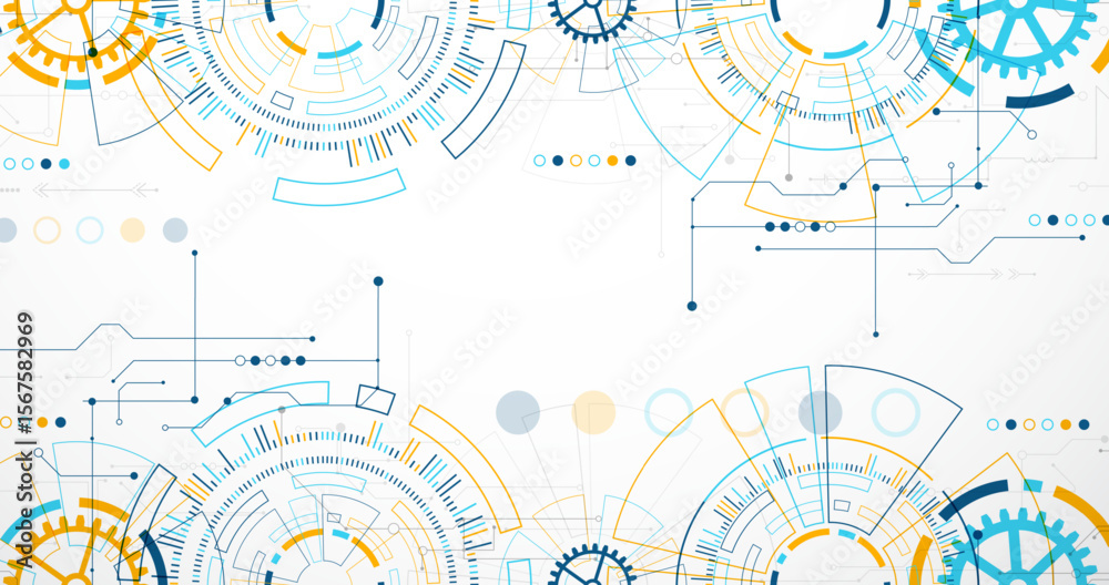 Poster Abstract background. Scientific and technological concept with the use of technical elements formed in the shape of a circle. Vector