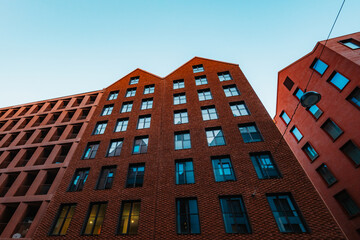 Gdansk with Motlawa river in Poland. New modern architecture in the old part of the city