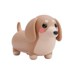 Fototapeta premium 3D illustration of a cute cartoon dachshund dog with pink cheeks