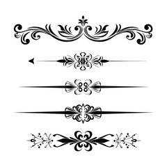 Vintage Black Decorative Line Borders and Elegant Text Dividers Set