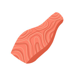 Salmon fillet illustration, salmon meat slices, seafood vector illustration 