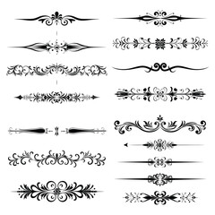 Black Line Separators for Page, Text, and Frame Design — Vector Vintage Set