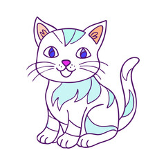 Obraz premium Cat coloring page colored illustration 