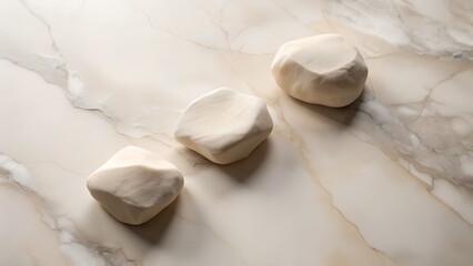 Three Rustic Dough Balls on Marble Surface Prepared for Baking new 2025 trendy