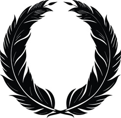 Obraz premium Elegant black feather wreath frame design element