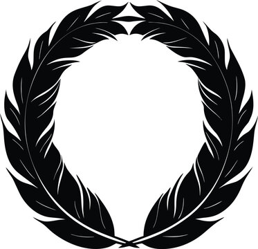 Black feather wreath frame circle design element