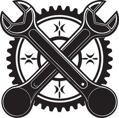 Wrench and screwdriver vector icon set, a black vintage design silhouette for a logo or tattoo illustration