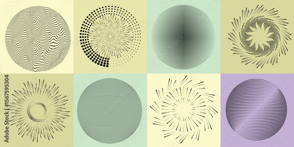Poster lines and dots in circle form .rotate rounded shape vector illustration .rotating dots form a circle