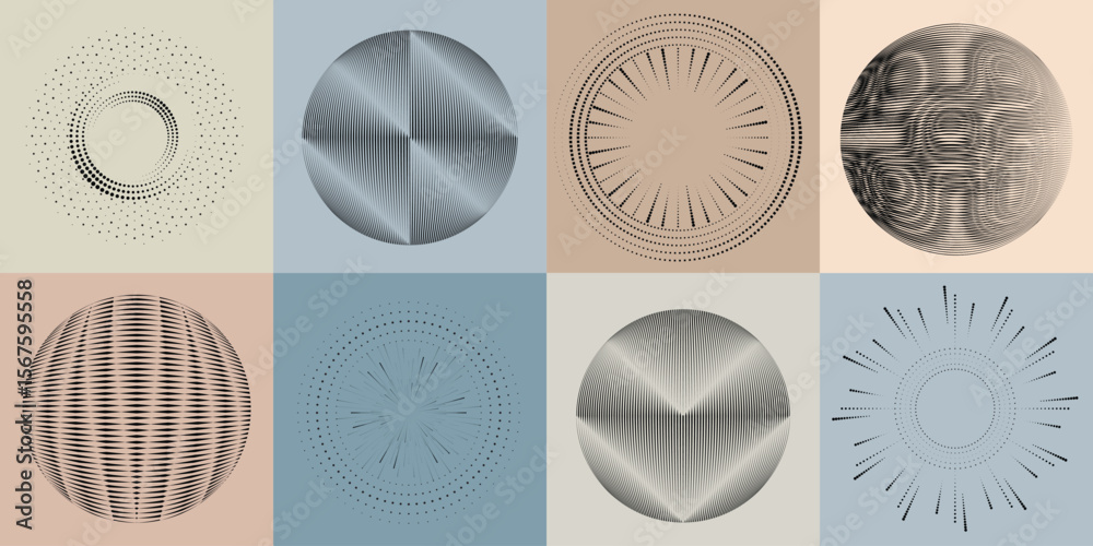 Poster lines and dots in circle form .rotate rounded shape vector illustration .rotating dots form a circle