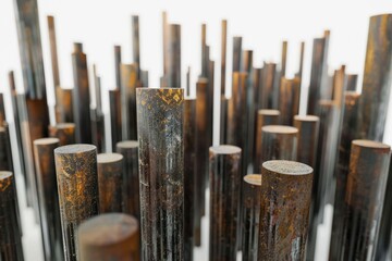 flawless visual of Poles antiadhsives empiles en gros plan sur fond blanc