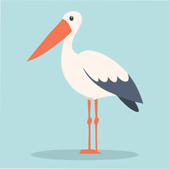 Cute stork flat vector