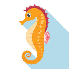 Fototapeta premium Cute sea horse flat vector