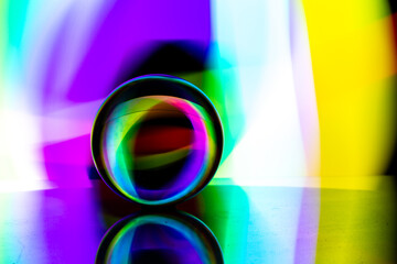 Coloured light and glass lensball