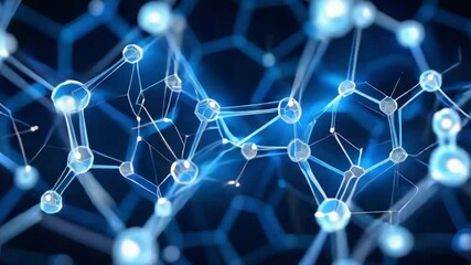 Stunning Abstract Molecular Structure Animation Seamless Loop Glowing Blue Atoms Connected Network Science Technology Medical Healthcare D N A Research Innovation Futuristic - Powered by Adobe