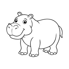 Fototapeta premium Hippopotamus coloring page for kid 