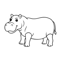 Fototapeta premium Hippopotamus coloring page for kid 