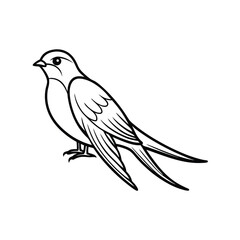 A swift bird line art vector illustration.
