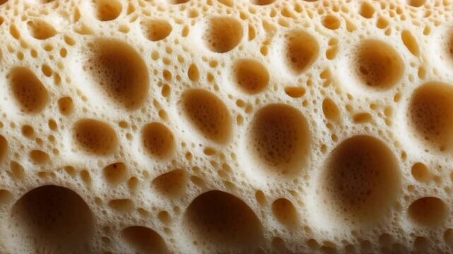 Close-up of a porous brown sponge texture, highlighting its cellular structure and natural formation, suitable for exfoliation and cleaning purposes